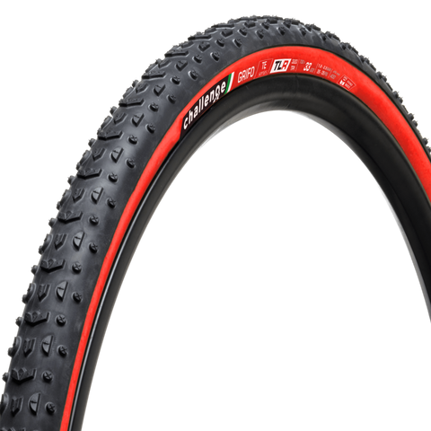 Challenge Grifo TE (Team Edition) TLR Handmade Cyclocross Tyre 700c x 33c (Black/Red)