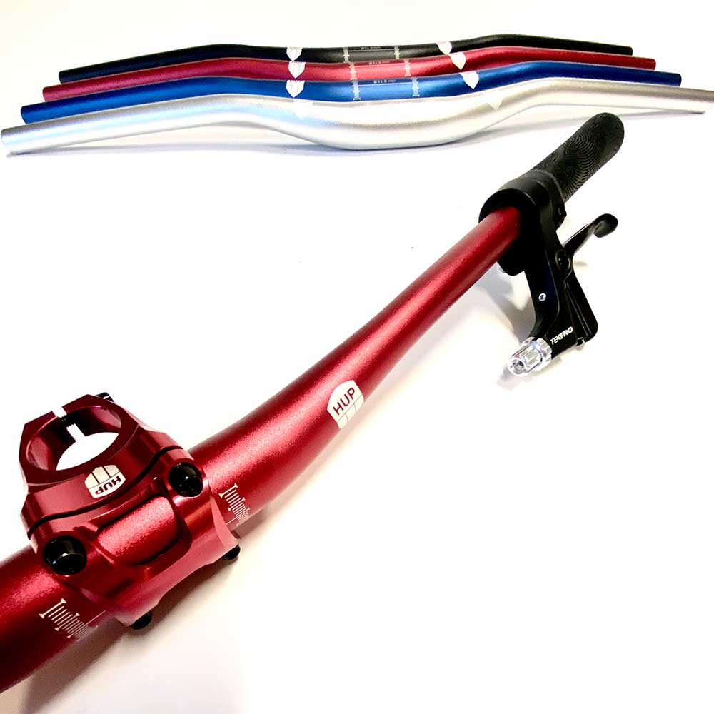 HUP 19mm Kids MTB Riser Red 660mm Handlebars
