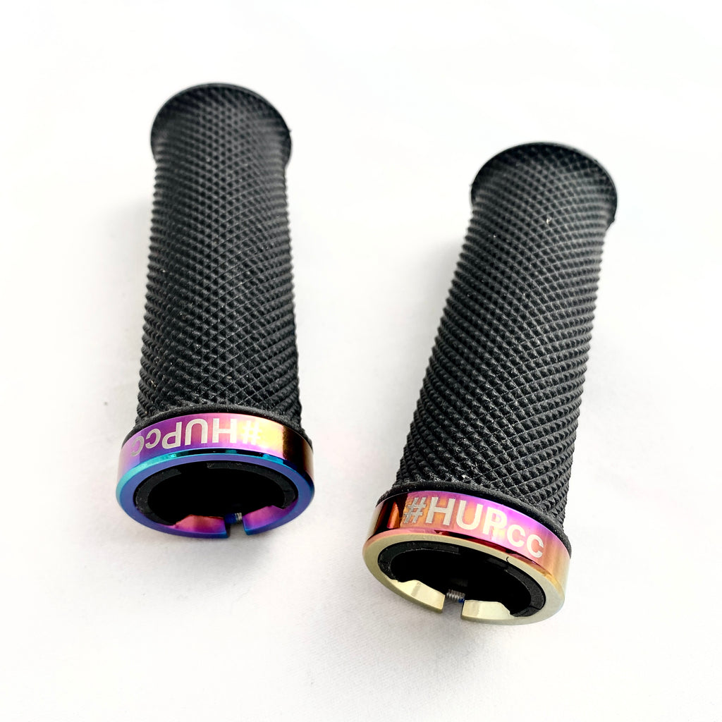 HUP Kids Short MTB 22.2mm Handlebar Grips (Rainbow Oil Slick)