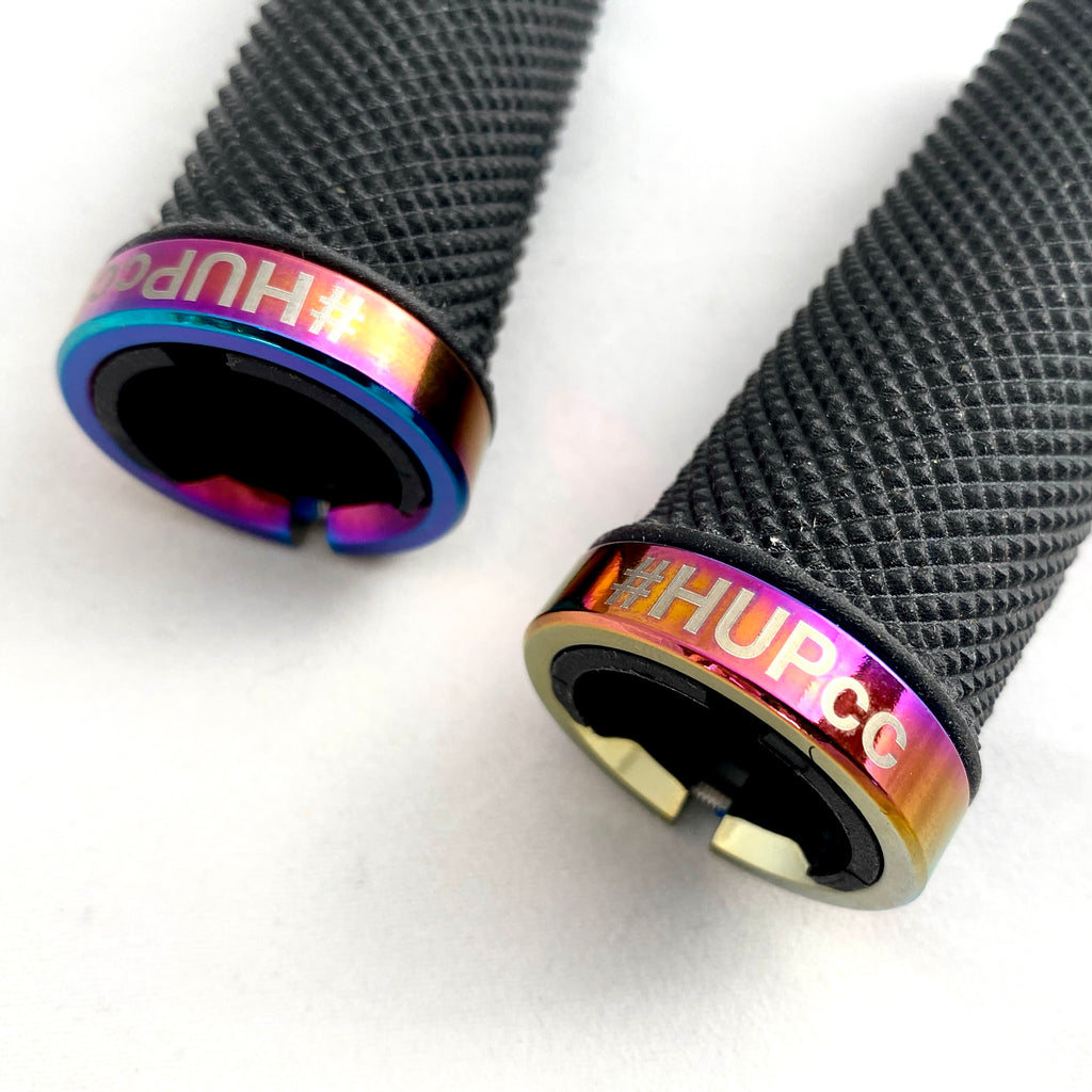 HUP Youth Short MTB 22.2mm Handlebar Grips (Rainbow Oil Slick)