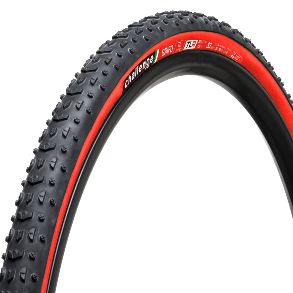 Challenge Grifo TE (Team Edition) TLR Handmade Cyclocross Tyre 700c x 33c (Black/Red)