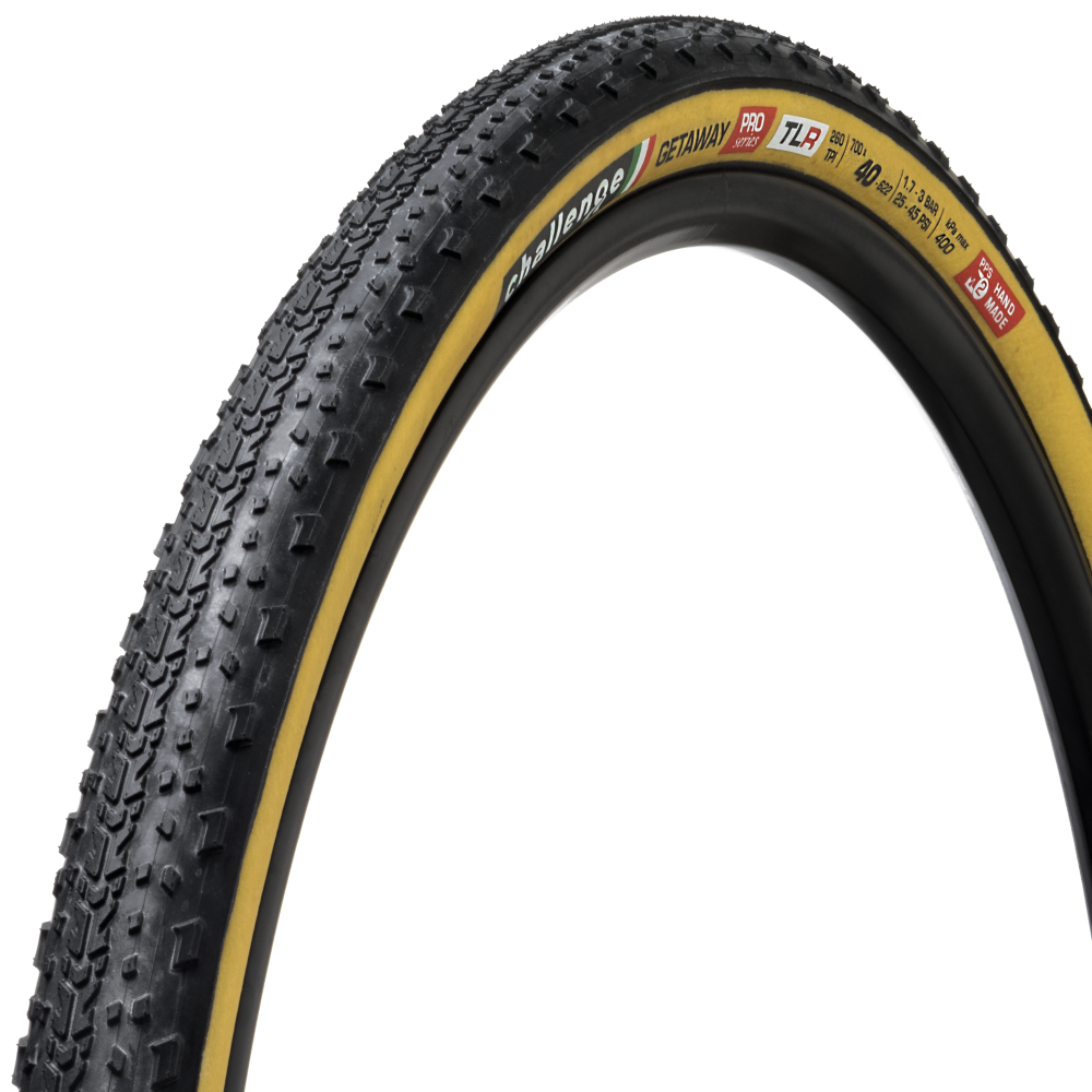 Challenge Getaway Handmade TLR gravel tyre 700c x 40c (Black/Tan)